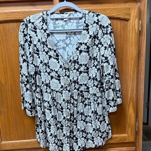 Floral Black and White Women's Top
